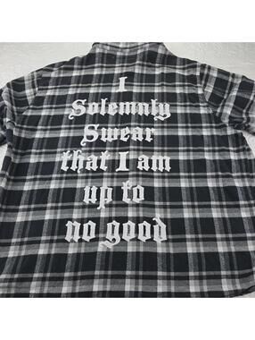 Harry Potter Cakeworthy Black and White Plaid Flannel Shirt 4XL